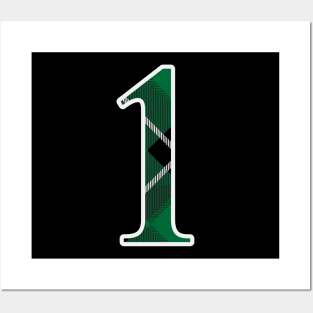 1 Sports Jersey Number Green Black Flannel Posters and Art
